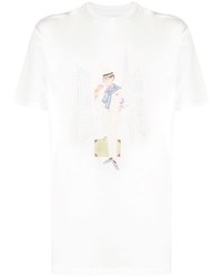weißes bedrucktes T-Shirt mit einem Rundhalsausschnitt von Man On The Boon.