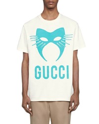 weißes bedrucktes T-Shirt mit einem Rundhalsausschnitt von Gucci