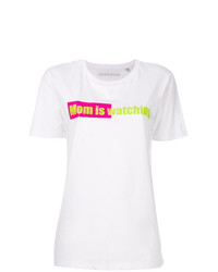 weißes bedrucktes T-Shirt mit einem Rundhalsausschnitt von Manokhi