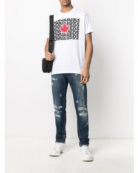 weißes bedrucktes T-Shirt mit einem Rundhalsausschnitt von DSQUARED2