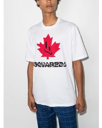 weißes bedrucktes T-Shirt mit einem Rundhalsausschnitt von DSQUARED2