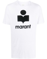 weißes bedrucktes T-Shirt mit einem Rundhalsausschnitt von MARANT