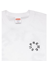 weißes bedrucktes T-Shirt mit einem Rundhalsausschnitt von Supreme