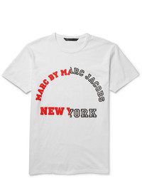 weißes bedrucktes T-Shirt mit einem Rundhalsausschnitt von Marc by Marc Jacobs