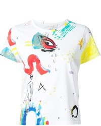 weißes bedrucktes T-Shirt mit einem Rundhalsausschnitt von Marc Jacobs