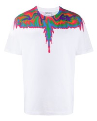 weißes bedrucktes T-Shirt mit einem Rundhalsausschnitt von Marcelo Burlon County of Milan