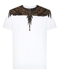 weißes bedrucktes T-Shirt mit einem Rundhalsausschnitt von Marcelo Burlon County of Milan