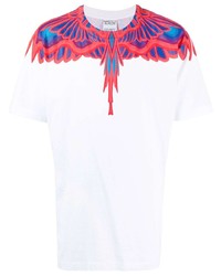 weißes bedrucktes T-Shirt mit einem Rundhalsausschnitt von Marcelo Burlon County of Milan