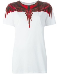 weißes bedrucktes T-Shirt mit einem Rundhalsausschnitt von Marcelo Burlon County of Milan