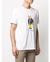 weißes bedrucktes T-Shirt mit einem Rundhalsausschnitt von Polo Ralph Lauren