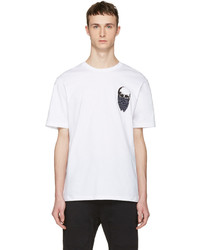 weißes bedrucktes T-Shirt mit einem Rundhalsausschnitt von Markus Lupfer