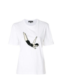 weißes bedrucktes T-Shirt mit einem Rundhalsausschnitt von Markus Lupfer