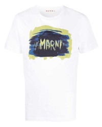 weißes bedrucktes T-Shirt mit einem Rundhalsausschnitt von Marni