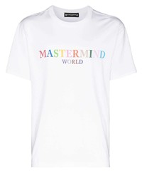 weißes bedrucktes T-Shirt mit einem Rundhalsausschnitt von Mastermind Japan