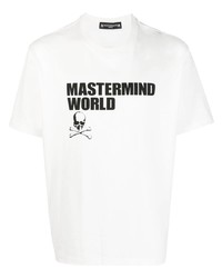 weißes bedrucktes T-Shirt mit einem Rundhalsausschnitt von Mastermind Japan