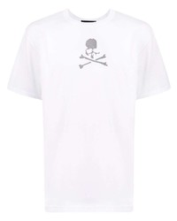 weißes bedrucktes T-Shirt mit einem Rundhalsausschnitt von Mastermind World
