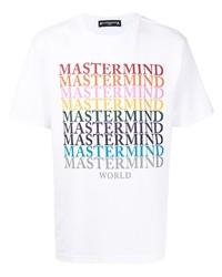 weißes bedrucktes T-Shirt mit einem Rundhalsausschnitt von Mastermind World