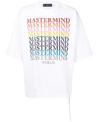 weißes bedrucktes T-Shirt mit einem Rundhalsausschnitt von Mastermind World