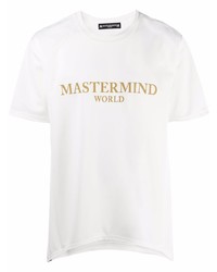 weißes bedrucktes T-Shirt mit einem Rundhalsausschnitt von Mastermind World