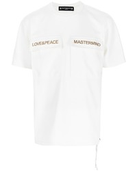 weißes bedrucktes T-Shirt mit einem Rundhalsausschnitt von Mastermind World