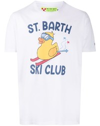 weißes bedrucktes T-Shirt mit einem Rundhalsausschnitt von MC2 Saint Barth