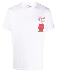 weißes bedrucktes T-Shirt mit einem Rundhalsausschnitt von MC2 Saint Barth