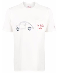weißes bedrucktes T-Shirt mit einem Rundhalsausschnitt von MC2 Saint Barth