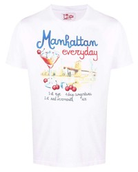 weißes bedrucktes T-Shirt mit einem Rundhalsausschnitt von MC2 Saint Barth