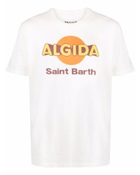 weißes bedrucktes T-Shirt mit einem Rundhalsausschnitt von MC2 Saint Barth