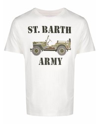 weißes bedrucktes T-Shirt mit einem Rundhalsausschnitt von MC2 Saint Barth