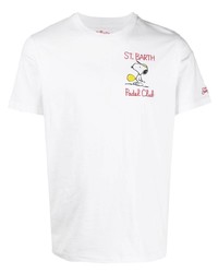 weißes bedrucktes T-Shirt mit einem Rundhalsausschnitt von MC2 Saint Barth