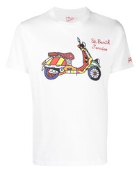 weißes bedrucktes T-Shirt mit einem Rundhalsausschnitt von MC2 Saint Barth