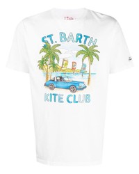 weißes bedrucktes T-Shirt mit einem Rundhalsausschnitt von MC2 Saint Barth