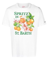 weißes bedrucktes T-Shirt mit einem Rundhalsausschnitt von MC2 Saint Barth