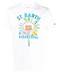 weißes bedrucktes T-Shirt mit einem Rundhalsausschnitt von MC2 Saint Barth