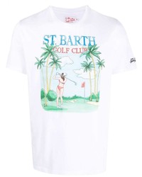 weißes bedrucktes T-Shirt mit einem Rundhalsausschnitt von MC2 Saint Barth