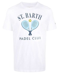 weißes bedrucktes T-Shirt mit einem Rundhalsausschnitt von MC2 Saint Barth