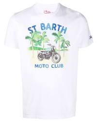 weißes bedrucktes T-Shirt mit einem Rundhalsausschnitt von MC2 Saint Barth