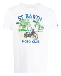 weißes bedrucktes T-Shirt mit einem Rundhalsausschnitt von MC2 Saint Barth