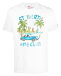 weißes bedrucktes T-Shirt mit einem Rundhalsausschnitt von MC2 Saint Barth