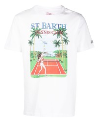 weißes bedrucktes T-Shirt mit einem Rundhalsausschnitt von MC2 Saint Barth