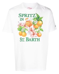 weißes bedrucktes T-Shirt mit einem Rundhalsausschnitt von MC2 Saint Barth