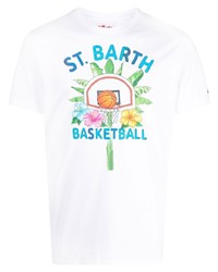 weißes bedrucktes T-Shirt mit einem Rundhalsausschnitt von MC2 Saint Barth