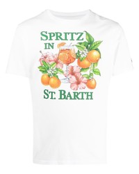 weißes bedrucktes T-Shirt mit einem Rundhalsausschnitt von MC2 Saint Barth