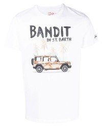 weißes bedrucktes T-Shirt mit einem Rundhalsausschnitt von MC2 Saint Barth