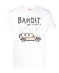 weißes bedrucktes T-Shirt mit einem Rundhalsausschnitt von MC2 Saint Barth