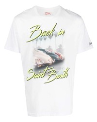 weißes bedrucktes T-Shirt mit einem Rundhalsausschnitt von MC2 Saint Barth