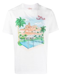 weißes bedrucktes T-Shirt mit einem Rundhalsausschnitt von MC2 Saint Barth