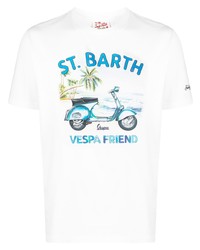 weißes bedrucktes T-Shirt mit einem Rundhalsausschnitt von MC2 Saint Barth