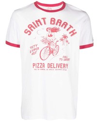 weißes bedrucktes T-Shirt mit einem Rundhalsausschnitt von MC2 Saint Barth